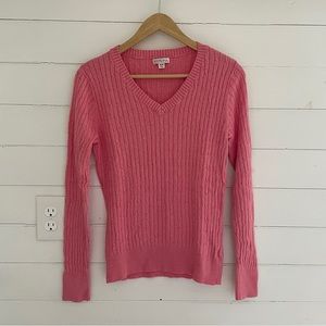 Merona Pink Cable Knit V-neck Sweater